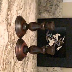 Wood candle holder+Japanese embroidered hangings